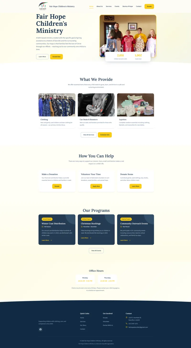 Fair Hope Children's Ministry desktop view