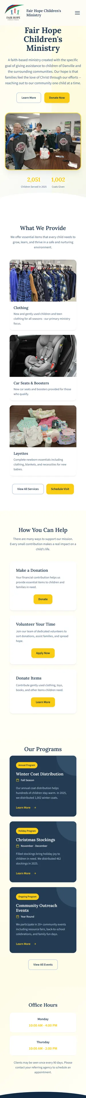 Fair Hope Children's Ministry mobile view