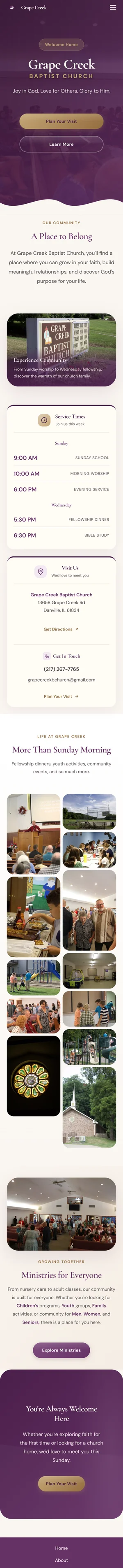 Grape Creek Baptist Church mobile view