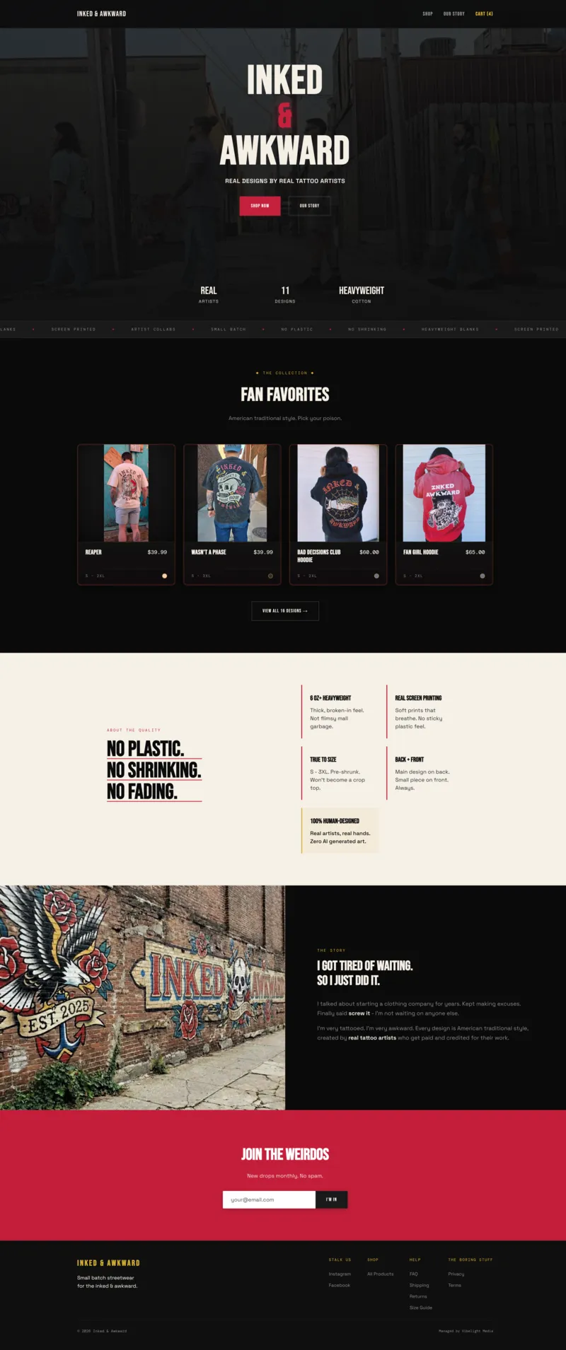 Inked & Awkward desktop view