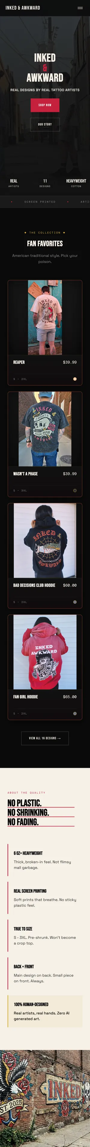 Inked & Awkward mobile view