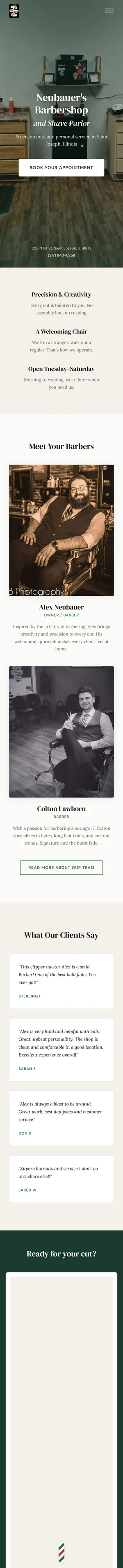 Neubauer's Barber Shop mobile view